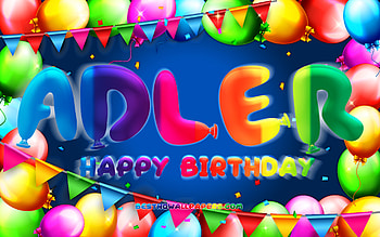 Happy Birtay Adler, , colorful balloon frame, Adler name, blue background, Adler Happy Birtay, Adler Birtay, popular german male names, Birtay concept, Adler HD wallpaper