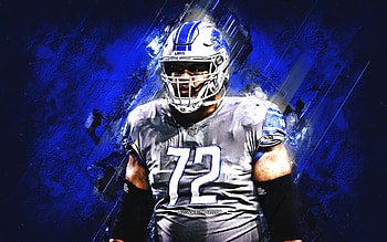 Halapoulivaati Vaitai, Detroit Lions, NFL, American football, grunge art, blue stone background, National Football League HD wallpaper