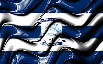 Preston North End flag, , blue and white 3D waves, EFL Championship, english football club, football, Preston North End logo, soccer, Preston North End FC HD wallpaper
