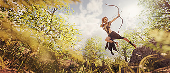 Jumping Archer , fantasy-girls, archer, artist, artwork, digital-art, deviantart HD wallpaper
