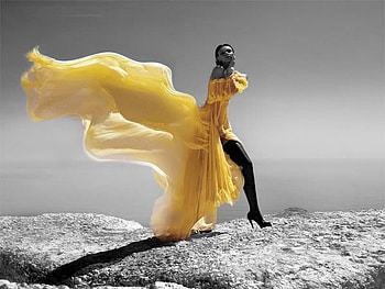 I want to walk in the open wind, fashion, breeze, dress, yellow HD wallpaper