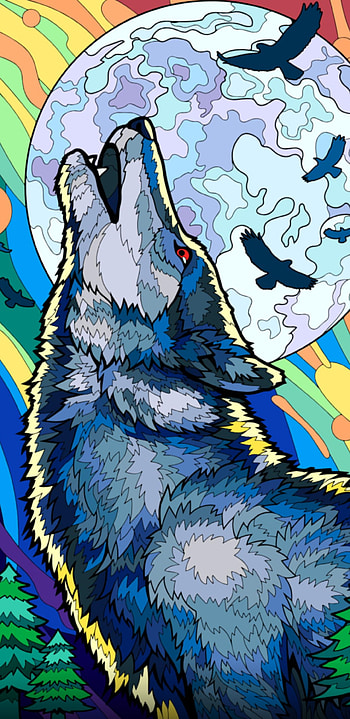 Dark Wolf, art, color, organism, , 2022, 2021, full, 2020 HD phone wallpaper