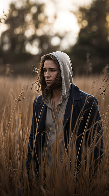 **Misty Vibes: A Hooded Journey **, portrait, nature, grass HD phone wallpaper