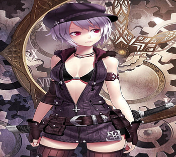 Steampunk Girl, orginal, steampunk, clock, girl, katana HD wallpaper
