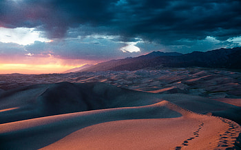 Sun Setting Over Sand Dunes , dunes, sand, desert, nature HD wallpaper
