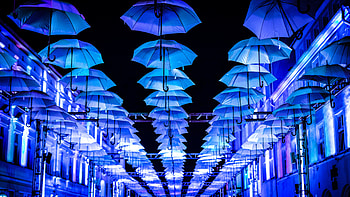 Miscellanea, Miscellaneous, Backlight, Illumination, Decoration, Street, Umbrellas, Illuminations HD wallpaper