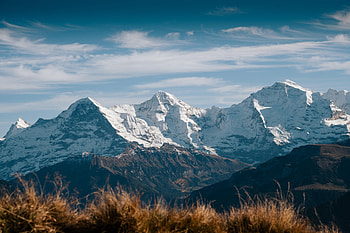 Landscape, Nature, Grass, Snow, Mountain HD wallpaper