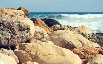 Landscape, Stones, Sea HD wallpaper