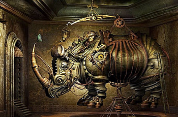 Steampunk Rhinoceros, Abstract, Steampunk, Fantasy, Rhinoceros HD wallpaper