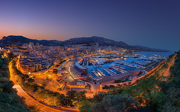 beautiful monaco at dusk r, city, lights, streets, mountainside, r, dusk, harbor HD wallpaper