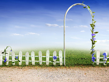 Flowers, Fairy Tale, Miscellanea, Miscellaneous, Fence, Arch, Graphics, Story HD wallpaper