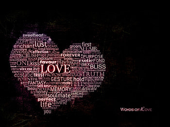 Words Of Love, pink heart, words, abstract, love, heart HD wallpaper
