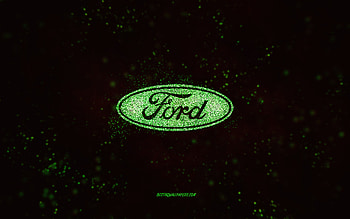 Ford glitter logo, , black background, Ford logo, green glitter art, Ford, creative art, Ford green glitter logo HD wallpaper
