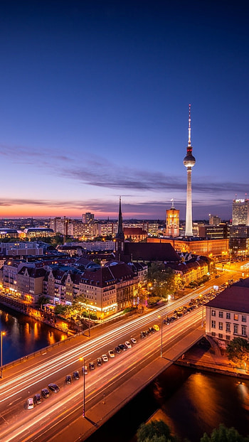 Berlin skyline, Man-made beauty, Modern architecture, German capital HD phone wallpaper