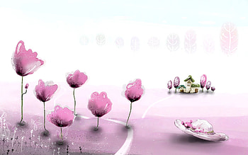 Fantasy, Grass, Art, Poppies, Light, Miscellanea, Miscellaneous, Light Coloured, Polyana, Glade, Artistic HD wallpaper