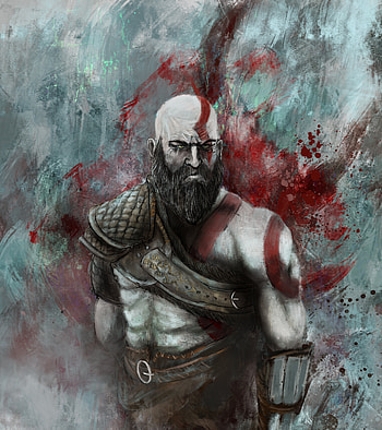 Warrior, kratos, video game, art HD phone wallpaper