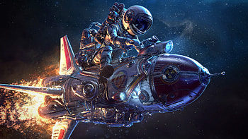 Astronaut With Mini Rocket, artwork, artist, digital-art, astronaut, rocket HD wallpaper