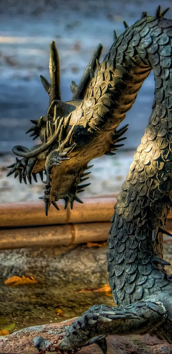 Chained Dragon, Japan, man made, dragon HD phone wallpaper