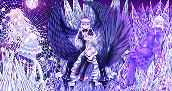 Rozen Maiden, crystal, cute, floral, angel, long hair, dress, rose, feather, wing, flower, sinister, , barasuishou, female, sexy, wings, hot, evil, girl, anime girl, anime, suigintou, gown, kirakishou HD wallpaper