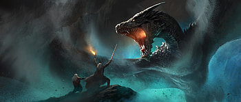 Dragon Vs Warrior Artwork, dragon, warrior, artist, artwork, digital-art, artstation HD wallpaper
