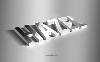 Hazel, silver 3d art, gray background, with names, Hazel name, Hazel greeting card, 3d art, with Hazel name HD wallpaper