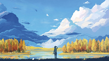 anime, Landscape, Nature, Fantasy art, Minimalism, Vector / and Mobile Backgrounds HD wallpaper