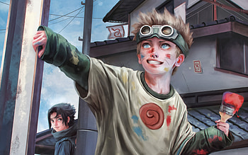 Uzumaki Naruto, Sasuke Uchiha, 3D art, Naruto characters, protagonist, Naruto, manga, Uzumaki Boruto, samurai, Naruto Uzumaki, Uchiha Sasuke HD wallpaper