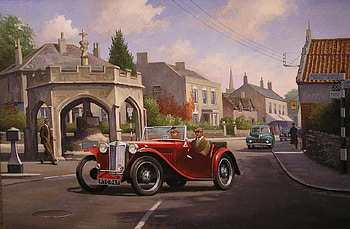 MG TC Sports Car, classic, car, red, cotswolds, vintage HD wallpaper