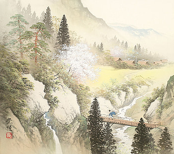 Koukei Kojima, art, drawing, nature, mountain HD wallpaper