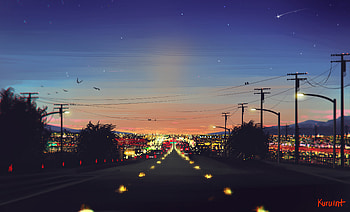 Art, City, Lights, Road HD wallpaper