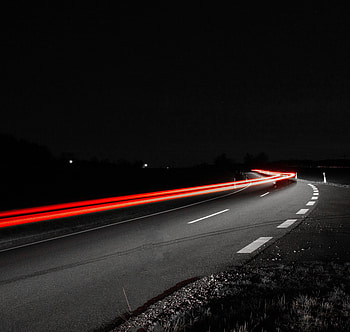 Night, Dark, Road, Turn, Asphalt, Long-Term Exposure HD wallpaper