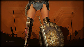 Wonder Woman Sword & Shield, amazon warrior, wonder woman, nexus, dc comics, superman, fan art, backgrounds, , cartoons, 1920x1080 only, anime, batman, diana prince HD wallpaper