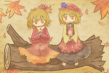Nom-nom-nom *munch*, hair ornament, grapes, cute, aki shizuha, short hair, blonde hair, potato, hat, hairband, sisters, orange eyes, eating, yam, siblings, aki minoriko, touhou, leaf HD wallpaper