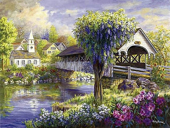land bridge, bridge, water, church, country HD wallpaper