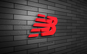 New Balance 3D logo, , gray brickwall, creative, brands, New Balance logo, 3D art, New Balance HD wallpaper