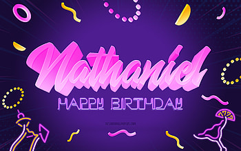 Happy Birtay Nathaniel, , Purple Party Background, Nathaniel, creative art, Happy Nathaniel birtay, Nathaniel name, Nathaniel Birtay, Birtay Party Background HD wallpaper