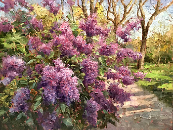 Lilacs in Spring, art, floral, lilacs, beautiful, romance, illustration, spring, beauty, artwork, wide screen, painting, flower, love, nature HD wallpaper