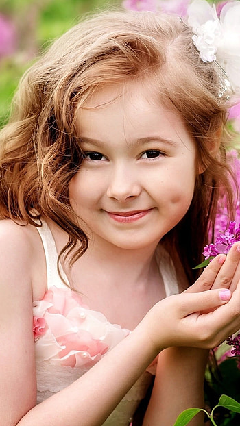 Cute Smile, Girl Smile, Flowers Background HD phone wallpaper