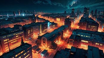 Neon Cityscape — Anime Landscape, Digital AI Art, anime landscape, landscape, Digital Art, AI Art, Anime HD wallpaper