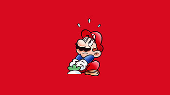 Super Mario Ultra — Flustered Mario on Red, Super Mario HD wallpaper