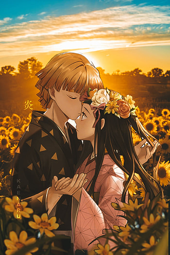 Zenitsu x nezuko, cloud, sky HD phone wallpaper