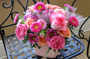 Flowers, Roses, Carnations, Chair, Composition, Asters HD wallpaper