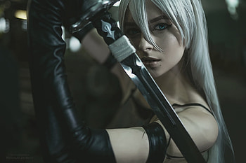 Cosplay ~ Nier Automata, model, girl, nier automata, face, cosplay, kristina borodkina HD wallpaper