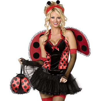 ladybug, blond, costume, beauty HD wallpaper