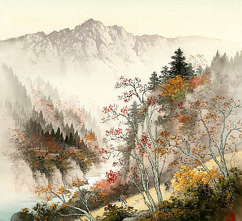 Koukei Kojima. Secluded corner of the world, painting, art, path, nature, koukei kojima, mountain HD wallpaper