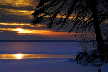 Frozen Lake, frozen, , beautiful, lake, sunset HD wallpaper