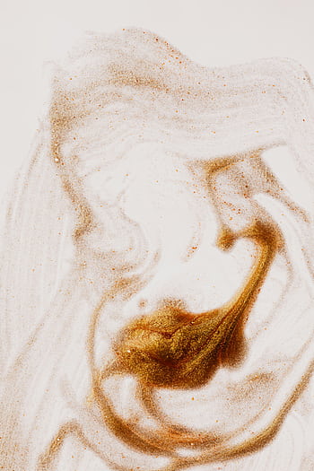 Fluid abstract art with swirling golden and brown textures on canvas. HD phone wallpaper