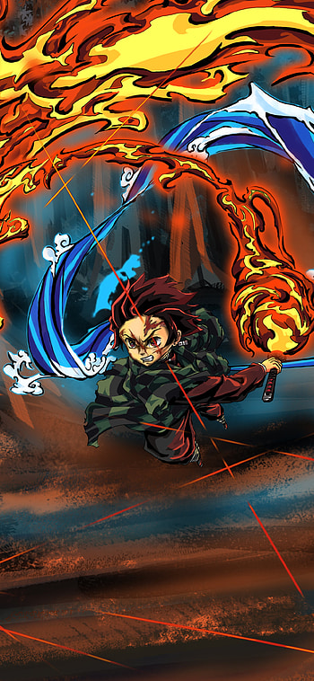 Tanjiro: Flame & Water | Demon Slayer — Scarlet Surge | Kamado: Breath Clash, Tanjiro Kamado, Anime, Demon Slayer: Kimetsu no Yaiba HD phone wallpaper