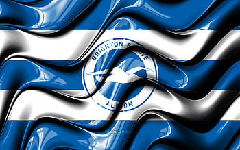 Brighton Hove Albion flag, , blue and white 3D waves, Premier League, english football club, football, Brighton Hove Albion logo, Brighton Hove Albion FC, soccer HD wallpaper