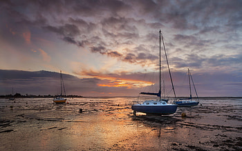 boat sunset, fun, cool, nature, sunset, ocean, beach HD wallpaper